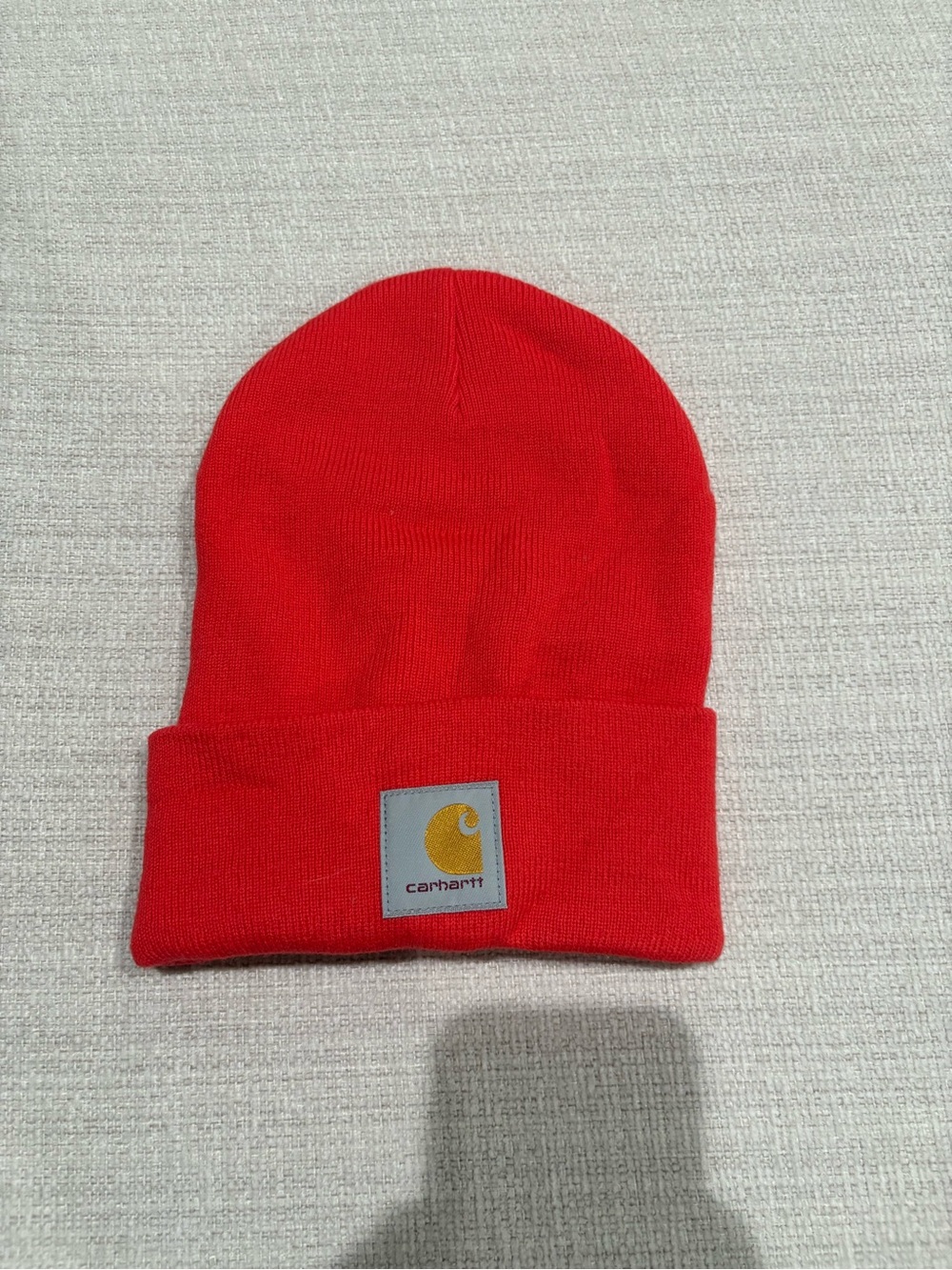 Carhartt Red Cuffed Knit Beanie with Signature Patch